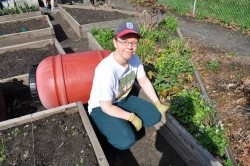 Julia Lipinska hopes squirrels won't be taking advantage of the community garden. She says they love to nibble on tomatoes and squash.