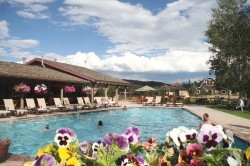 The pool area at C Lazy U Ranch