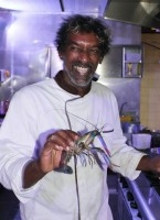 Chef Guy Ferdinand, aka Chef Hot Pants, makes crawfish soup at restaurant Petibonum.
