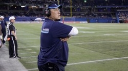 Bryan Chiu looks on while coaching the Toronto Argonauts. Photo credit: Defendther.com 