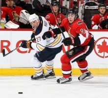 Zibanejad Is A Star Ready To Explode– image 2.jpeg Zibanejad battles for a loose puck against the Buffalo Sabres’ Adam Pardy. Photo credit: Getty Images
