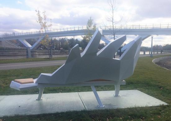 Acclaimed Algonquin artist Claude Latour's public art piece is installed at the Flora Footbridge